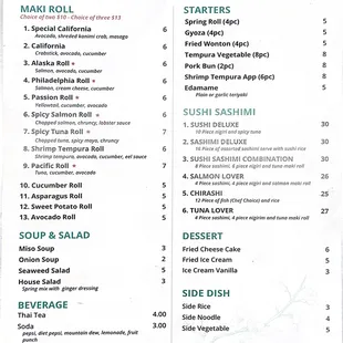 menu