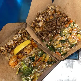 two boxes of food