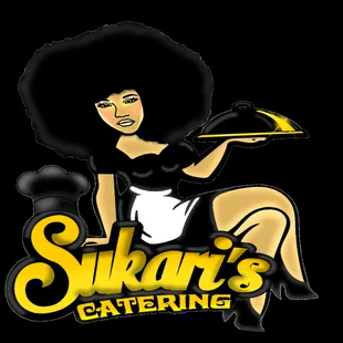 a woman in a black dress holding a tray