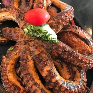 a plate of grilled octopus rings