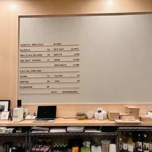 sashimi, add ons, wine info n pricing