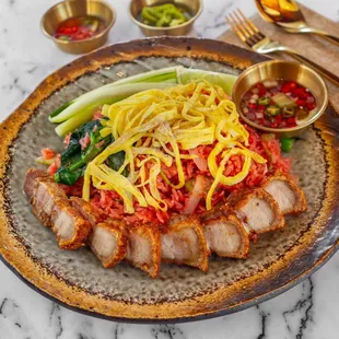 Signature fried rice with crispy pork