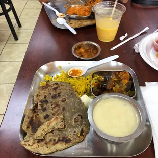 Punjabi Village Thali and Mango Lassi ( pronounced &apos; Lussie&apos;)