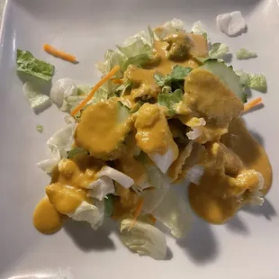 Salad with ginger dressing