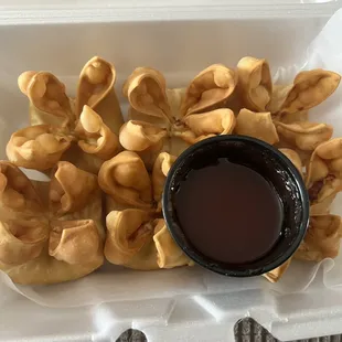Crab Rangoon (look how perfect each one is wrapped)