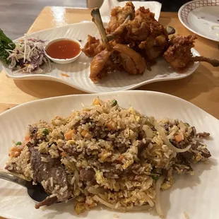 chicken wings and fried chicken, food