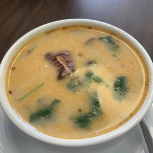 Cup of Tom Kha with chicken