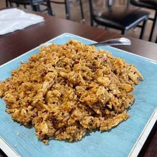 Chicken Fried Rice with no veggies spicy level 5 out of 5,