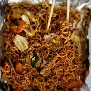 Pad Mama. Decided to venture out on the menu and, wow. This picture is half the portion, be careful with the spice level!