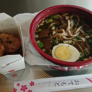 Beef noodle soup + teriyaki chicken