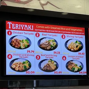 Menu as of August 2022