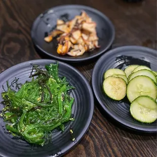 Seaweed Salad, Cucumber Salad, Ika Sansai Salad