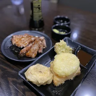 Vegetable Tempura, Beef Negimaki Appetizer