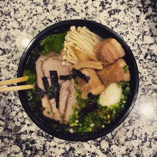 Shio (Sea Salt Tare) Bowl  Braised pork  Chashu pork  Enoki Mushroom