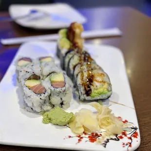 Left: Alaska Roll, right: Shrimp Tempura Roll