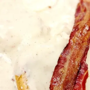 BISCUITS &amp; GRAVY WITH BACON