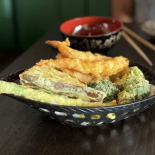 The tempura was delicious and creative.