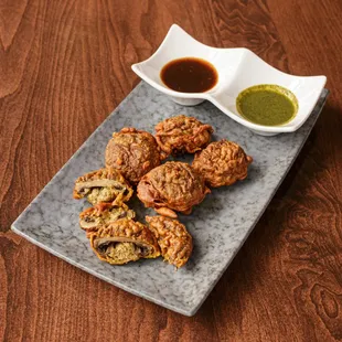 minced flavorful lamb stuffed inside mushrooms, a must try!