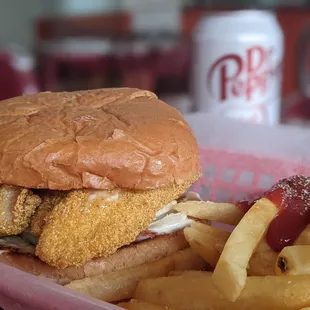 Fish sandwich basket (canned soda included) $6.79