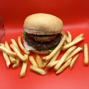 BBQ Onion Ring Burger Basket