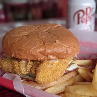 Fish sandwich basket (canned soda included) $6.79