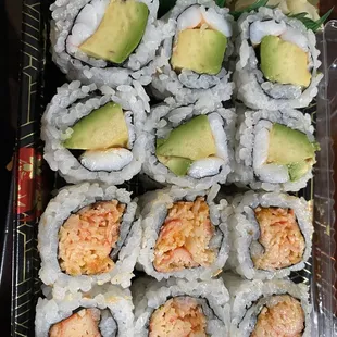 Sushi Lunch Special: 2 rolls and a drink $7.95 (shrimp avocado and spicy crab)