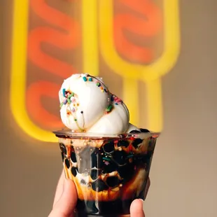 Black Sugar Boba Soft Serve