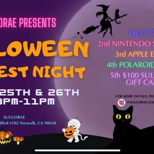 Halloween Contest on Oct 25th &amp; 26th! 8om-11pm Win and get the Prize!
