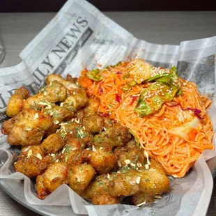 Fried Pork Belly &amp; Spicy Kimchi Noodle