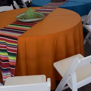 Loved the colored tablecloths!!