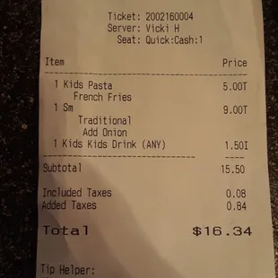 Kids menu said drink and side was included... got charged for kids drink