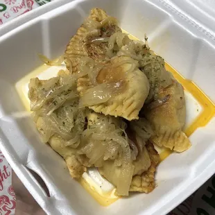 Italian sausage stuffed perogies