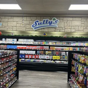 Variety of alcohol and snacks