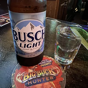 a bottle of busch light