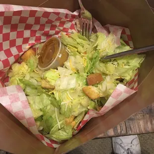 $8.00 for the &quot;Sully salad&quot;. Lettuce, a couple croutons and cheese. Awful