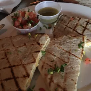 Chicken Quesadilla: the spicy sauce is really good.