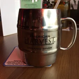 Sully&apos;s Moscow Mule: American Harvest, Goslings ginger beer, and lime.