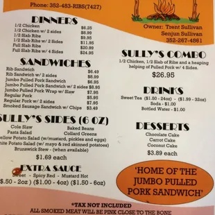 the menu