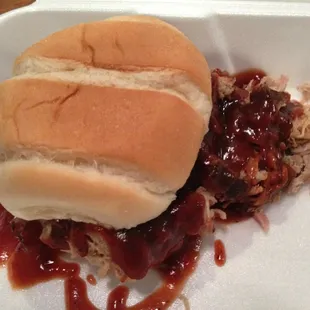 BBQ pork sandwich with sweet sauce