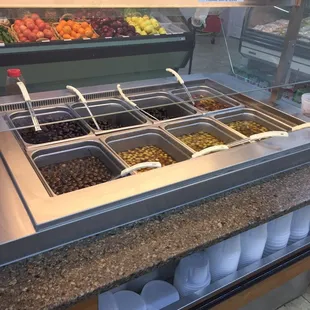 a variety of food items on display