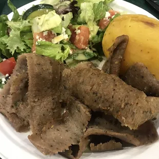 Beef gyro meat with two sides