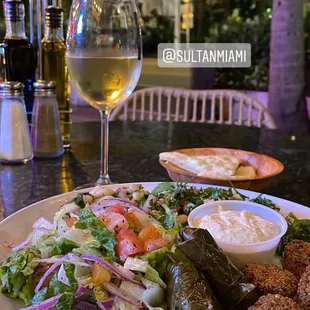 Vegetarian Plate and Pinot Grigio