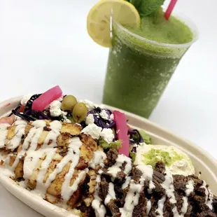 shawarma and a smoothie