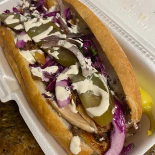 Combo (chicken and beef) sandwich