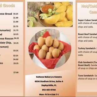 Menu found on their FB