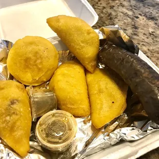 Empanadas and morcilla (sausage)