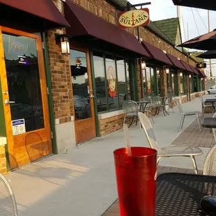 Sitting outside and watching the sunset.