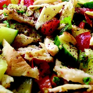 a close up of a salad