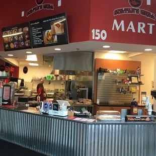 Front view of counter