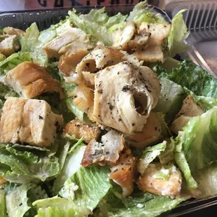 Chicken Caesar salad $8.99 w/a drink was Plenty of chicken.